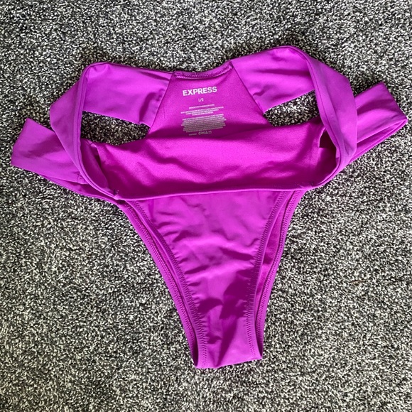 Express Purple Cut-Out Swimsuit Bottoms | Size Large - Picture 3 of 6